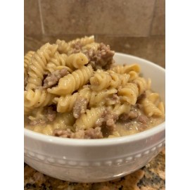 Creamy French Onion Pasta with Maple Sausage